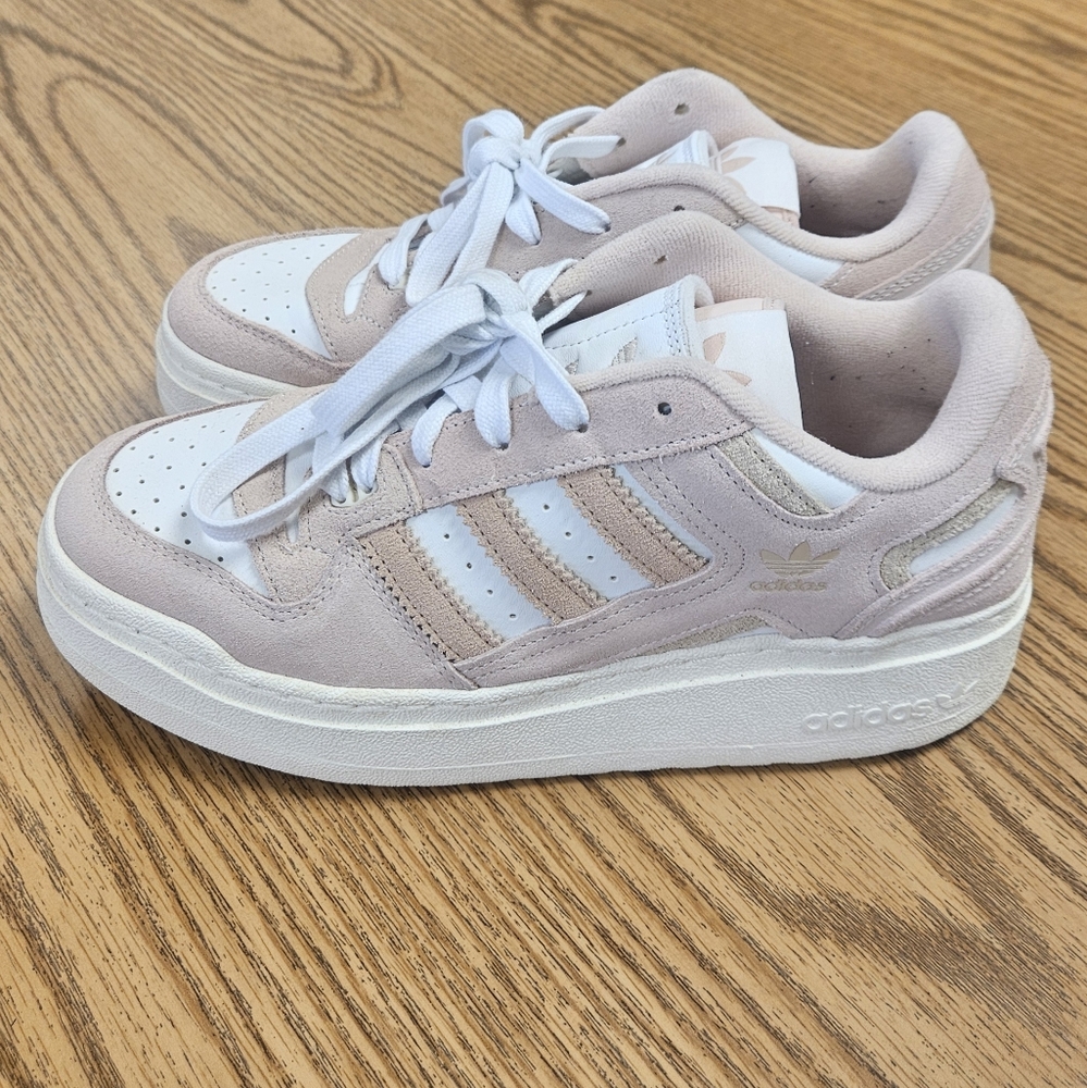 Adidas Women's Blush and White Sneakers